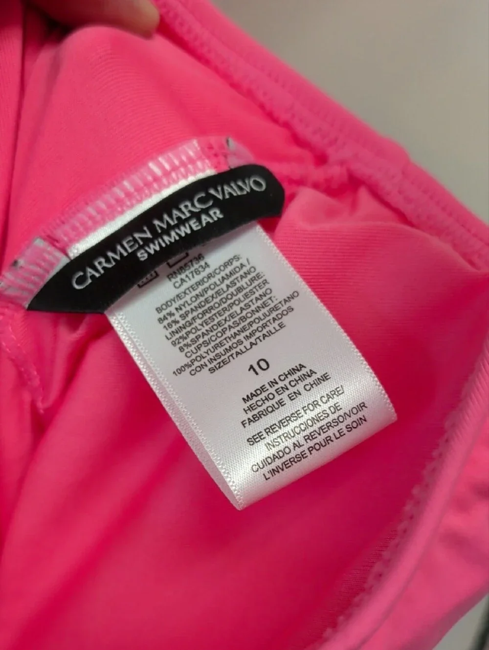 Carmen Marc Valvo Neon Pink Swim Top
